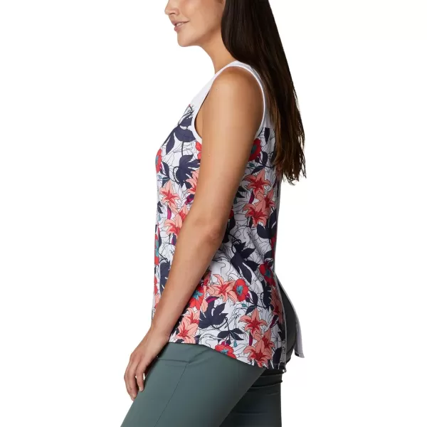 Columbia Womens Columbia Womens Chill River Tank Top Moisture Wicking Sun ProtectionWhite Lakeshore Floral Multi