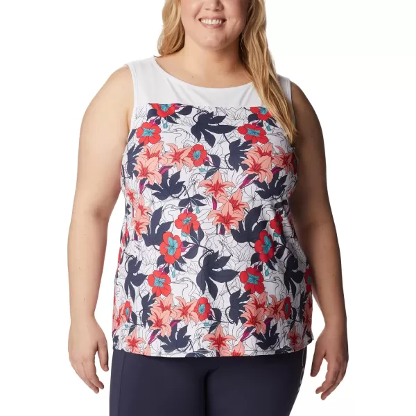 Columbia Womens Columbia Womens Chill River Tank Top Moisture Wicking Sun ProtectionWhite Lakeshore Floral Multi