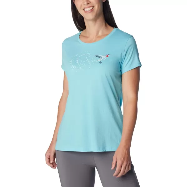 Columbia Womens Daisy Days Short Sleeve Graphic TeeAquamarine HeatherFancy Flyer