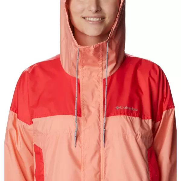 Columbia Womens Flash Challenger Cropped WindbreakerCoral ReefRed Hibiscus