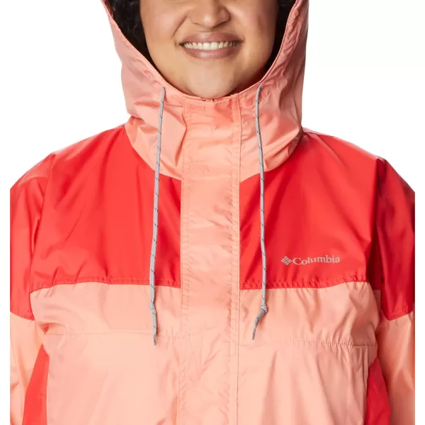 Columbia Womens Flash Challenger Cropped WindbreakerCoral ReefRed Hibiscus