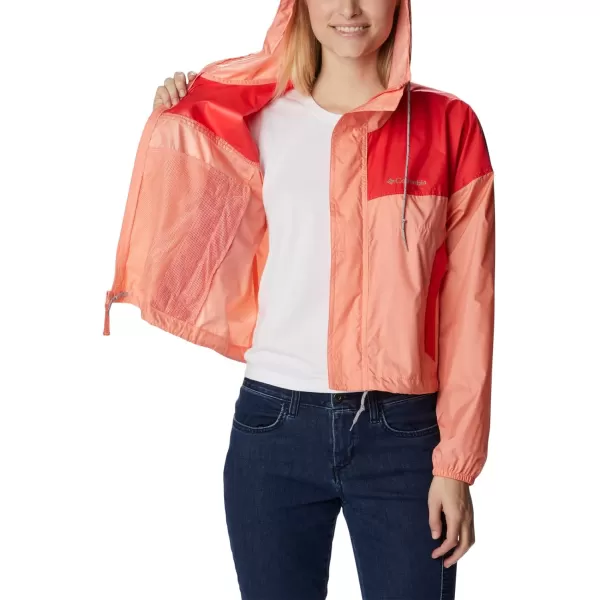 Columbia Womens Flash Challenger Cropped WindbreakerCoral ReefRed Hibiscus