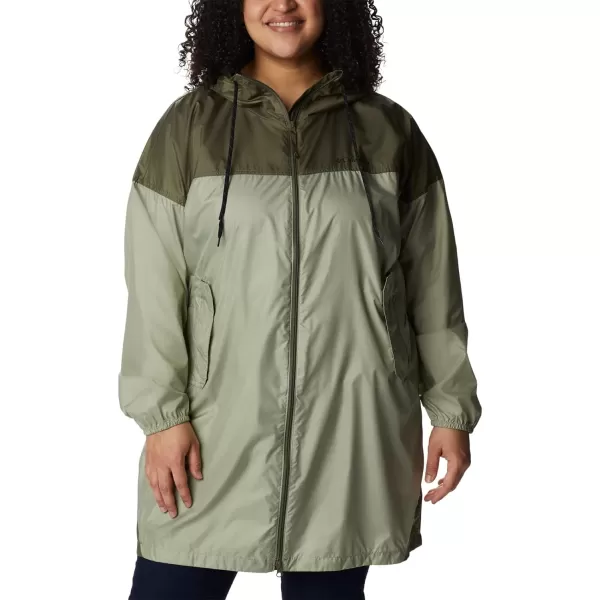 Columbia Womens Flash Challenger Long WindbreakerSafariStone Green