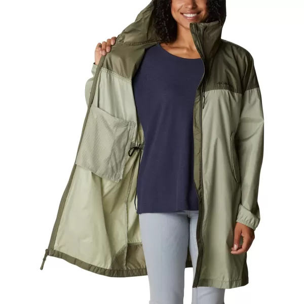 Columbia Womens Flash Challenger Long WindbreakerSafariStone Green