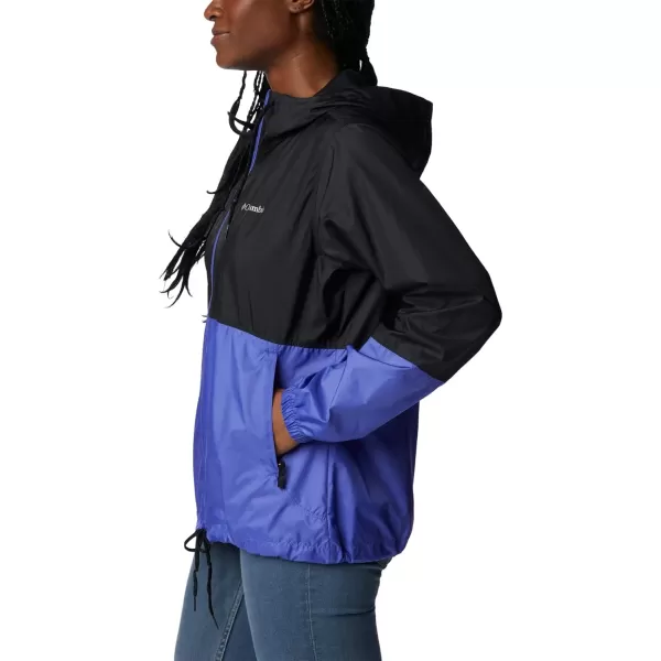 Columbia Womens Flash Forward WindbreakerRegular BlackPurple Lotus