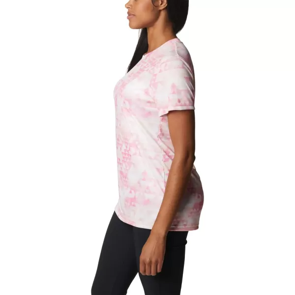 Columbia Womens Fork Stream Short Sleeve TeePeach BlossomDistant Peaks