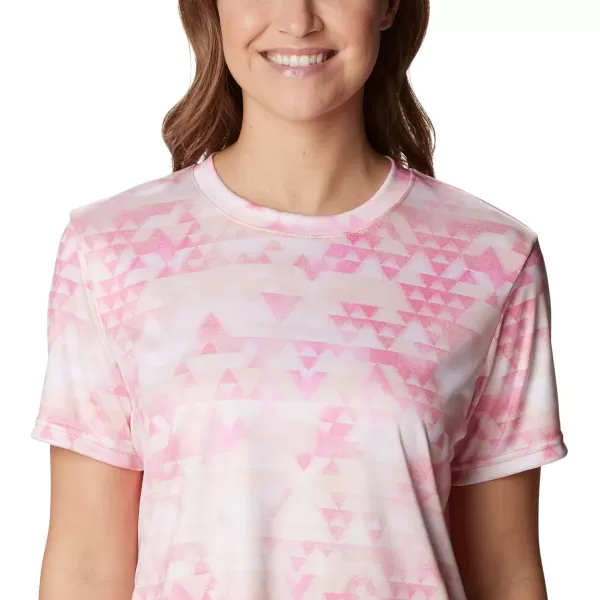 Columbia Womens Fork Stream Short Sleeve TeePeach BlossomDistant Peaks