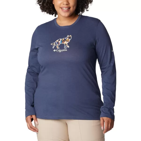 Columbia Womens Hidden Haven Ls TeeNocturnal Land of Beasts Wolf