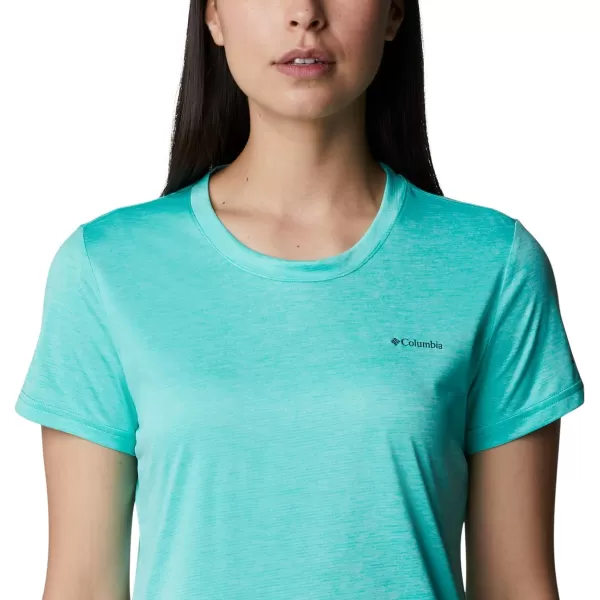 Columbia Womens Hike Short Sleeve CrewElectric Turquoise Heather