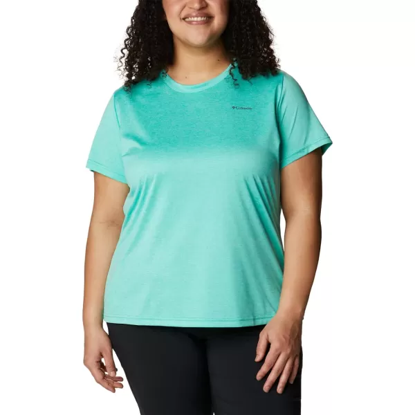 Columbia Womens Hike Short Sleeve CrewElectric Turquoise Heather