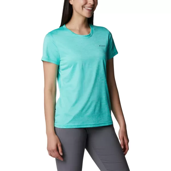 Columbia Womens Hike Short Sleeve CrewElectric Turquoise Heather