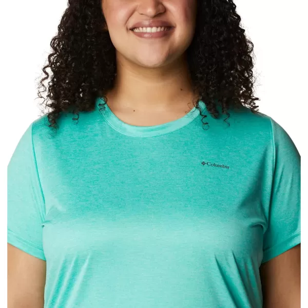 Columbia Womens Hike Short Sleeve CrewElectric Turquoise Heather