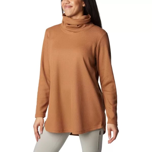 Columbia Womens Holly Hideaway Waffle Cowl Neck PulloverCamel Brown