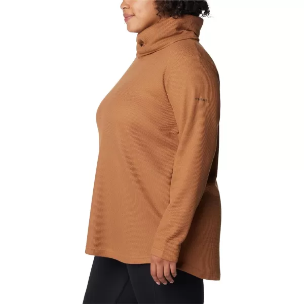 Columbia Womens Holly Hideaway Waffle Cowl Neck PulloverCamel Brown