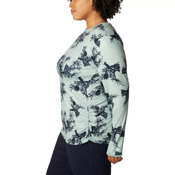 Columbia Womens Leslie Falls Long SleeveAqua Haze Pinecones