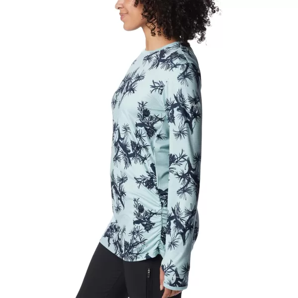 Columbia Womens Leslie Falls Long SleeveAqua Haze Pinecones