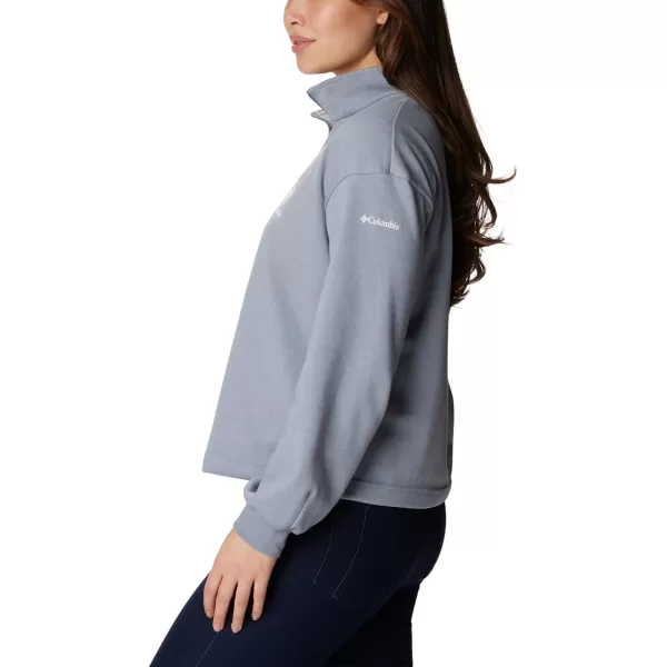 Columbia Womens Logo French Terry Half ZipLight Grey HeatherWhite Logo