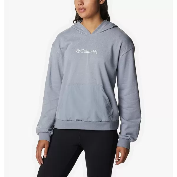 Columbia Womens Logo Iii French Terry HoodieLight Grey HeatherWhite Logo