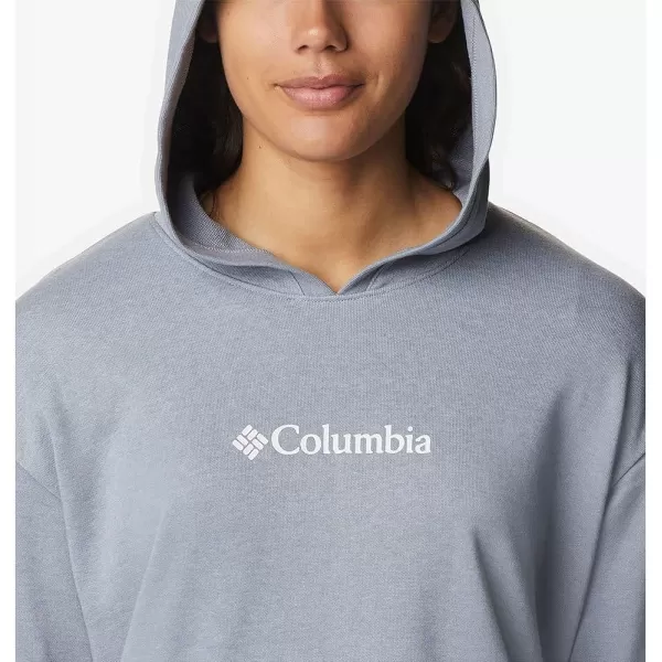 Columbia Womens Logo Iii French Terry HoodieLight Grey HeatherWhite Logo