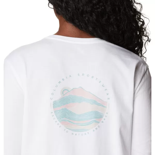 Columbia Womens North Cascades Back Graphic Long Sleeve TeeWhite  Escape to Nature