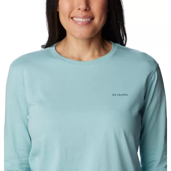 Columbia Womens North Cascades Back Graphic Ls TeeAqua Haze Escape to Nature