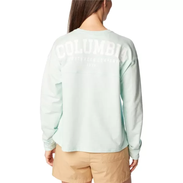 Columbia Womens North Cascades Branded Long Sleeve CrewAquamarineVarsity Arch