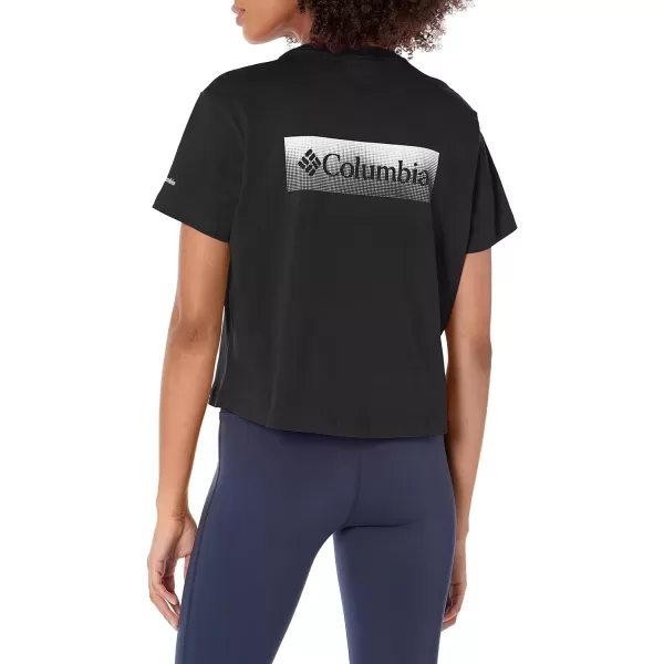 Columbia Womens North Cascades Cropped TeeBlackFramed Halftone Logo Graphic