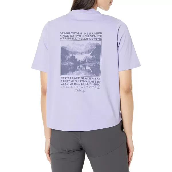 Columbia Womens North Cascades Graphic Short Sleeve TeeFrosted PurpleExplore Np Graphic