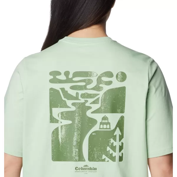 Columbia Womens North Cascades Graphic Short Sleeve TeeSage LeafSimple Gorge