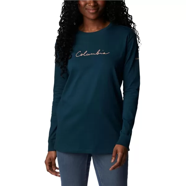 Columbia Womens North Cascades Ls TeeNight Wave Simply Scripted