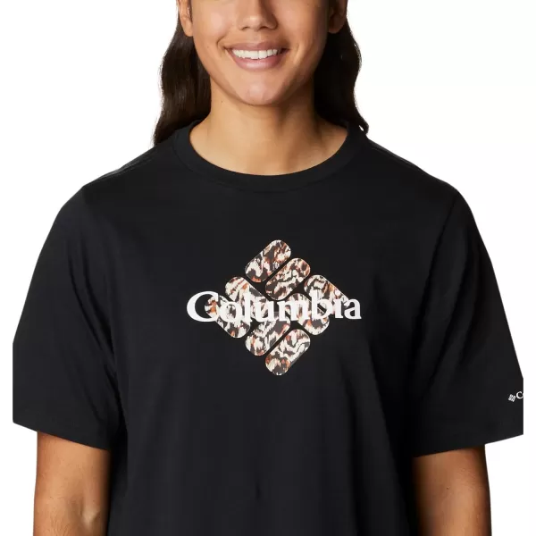 Columbia Womens North Cascades Relaxed TeeBlackCentered Gem Textured Mountain