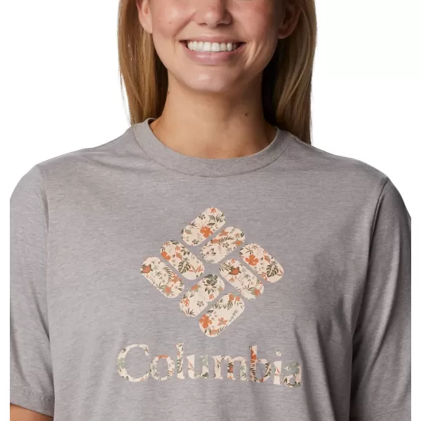 Columbia Womens North Cascades Relaxed TeeColumbia Grey HeatherGem Mini Hibiscus