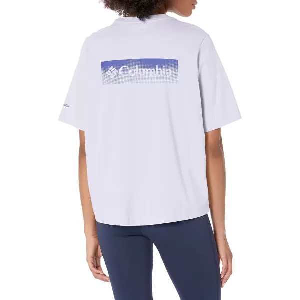 Columbia Womens North Cascades Relaxed TeePurple TintFramed Halftone Logo Grx