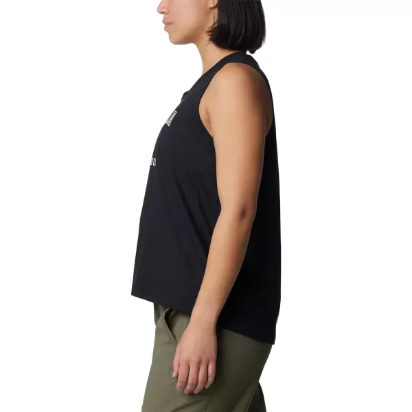 Columbia Womens North Cascades TankBlackCsc Emblem Two