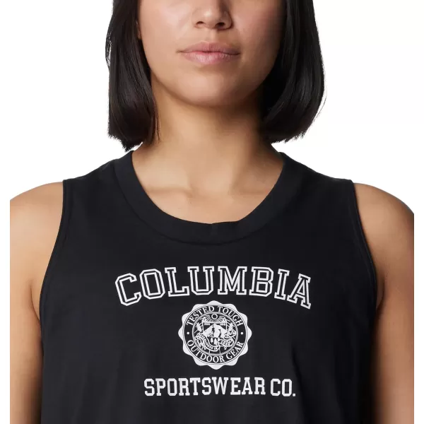 Columbia Womens North Cascades TankBlackCsc Emblem Two