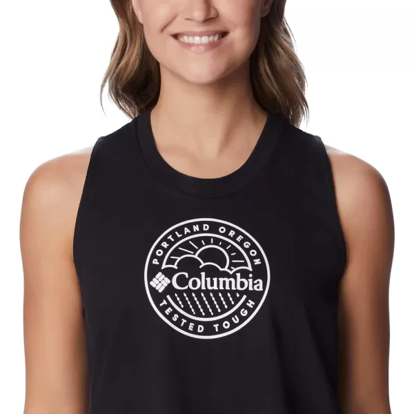 Columbia Womens North Cascades TankBlackPdx Tested Tough Graphic