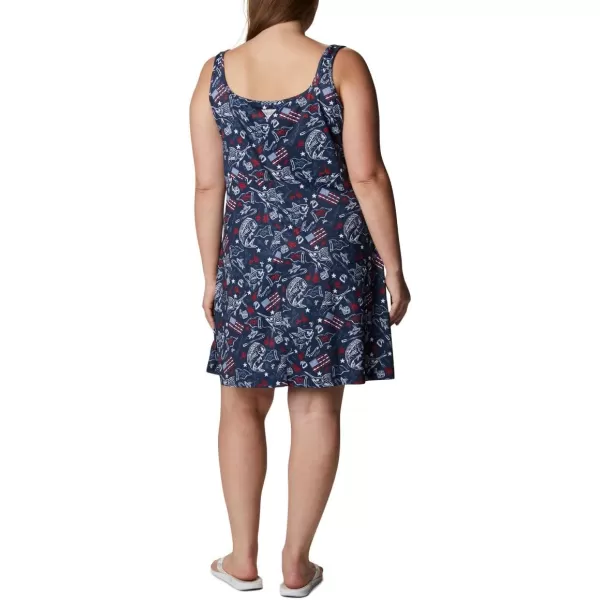 Columbia Womens PFG Freezer III DressCollegiate Navy Americana Fishing Print