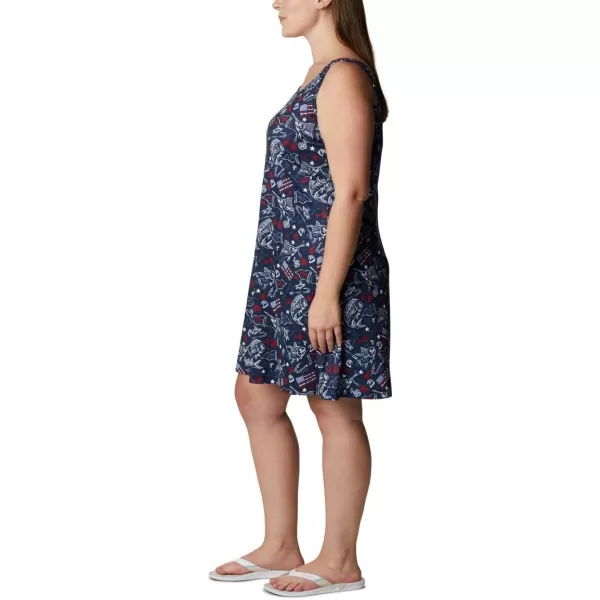 Columbia Womens PFG Freezer III DressCollegiate Navy Americana Fishing Print