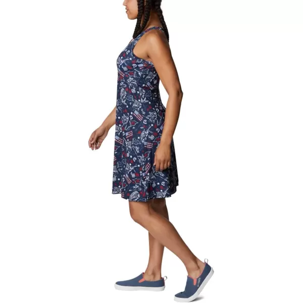 Columbia Womens PFG Freezer III DressCollegiate Navy Americana Fishing Print