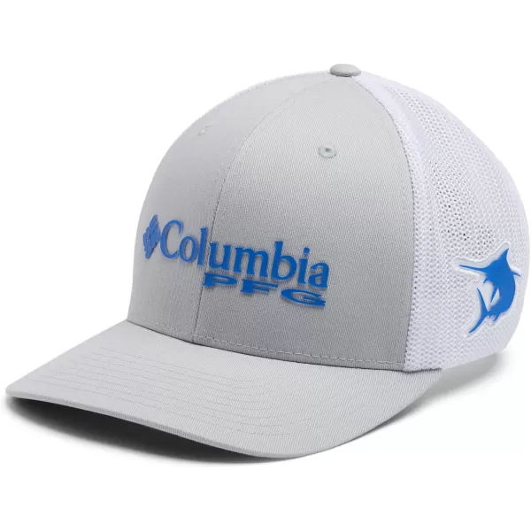 Columbia Womens PFG Logo Mesh Ball CapCool GreyWhiteVivid BlueMarlin