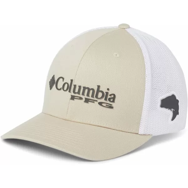 Columbia Womens PFG Logo Mesh Ball CapFossilGrillWhiteBass