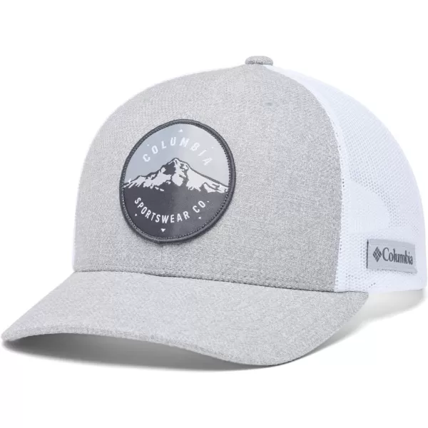 Columbia Womens PFG Logo Mesh Ball CapHigh CrownColumbia Grey Heather Mt Hood Circle Patch