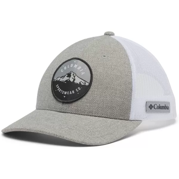 Columbia Womens PFG Logo Mesh Ball CapHigh CrownColumbia Grey Heather Mt Hood Circle Patch