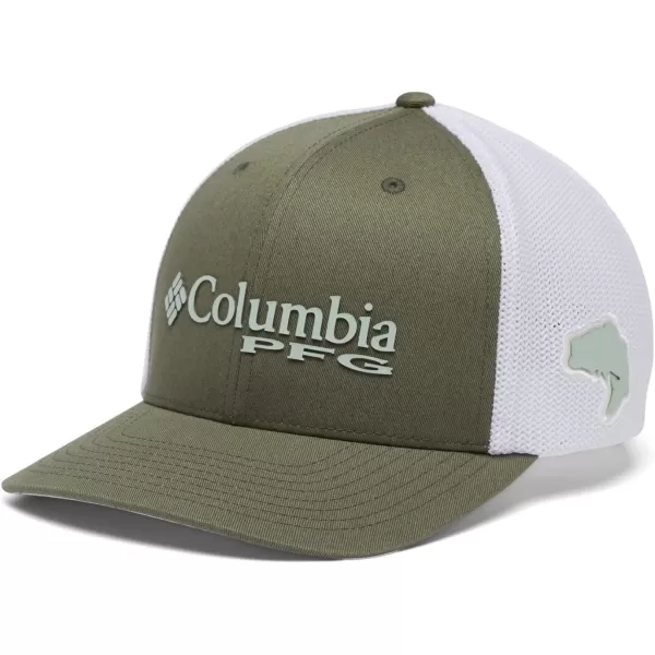 Columbia Womens PFG Logo Mesh Ball CapHigh CrownCypressCool GreenBass