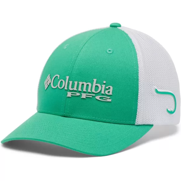 Columbia Womens PFG Logo Mesh Ball CapHigh CrownElectric TurquoiseCool GreyHook