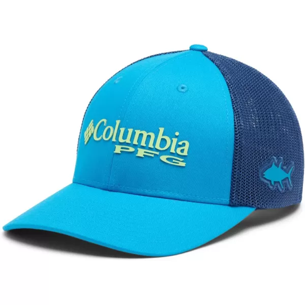 Columbia Womens PFG Logo Mesh Ball CapHigh CrownPoolCarbon