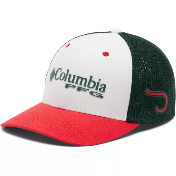 Columbia Womens PFG Logo Mesh Ball CapHigh CrownRed Spark