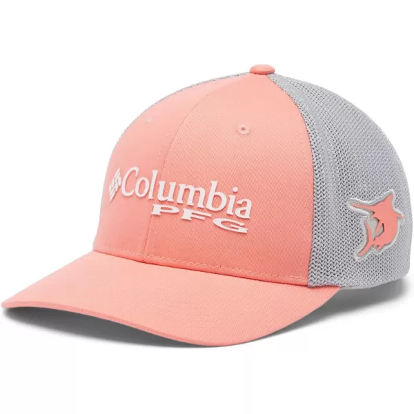 Columbia Womens PFG Logo Mesh Ball CapHigh CrownSalmon