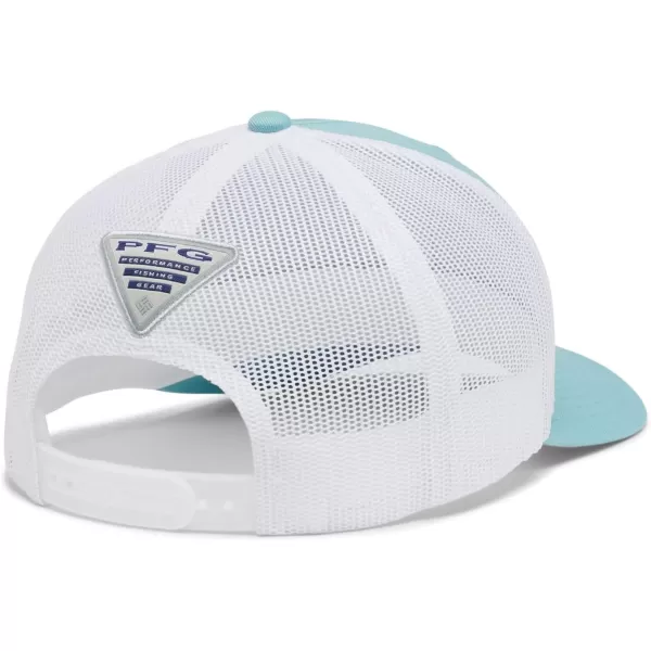 Columbia Womens PFG Logo Mesh Ball CapHigh CrownSea WaveWhite