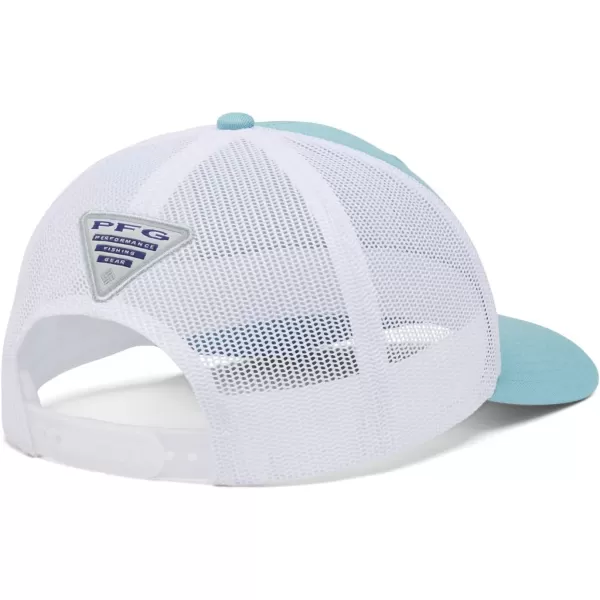 Columbia Womens PFG Logo Mesh Ball CapHigh CrownSea WaveWhite